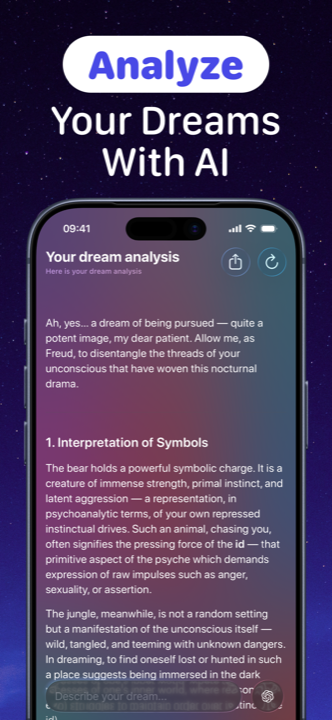 AI dream analysis interpreting a dream inside Lunomia